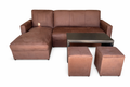Combo sofá chaise + mesa + 2 puffs