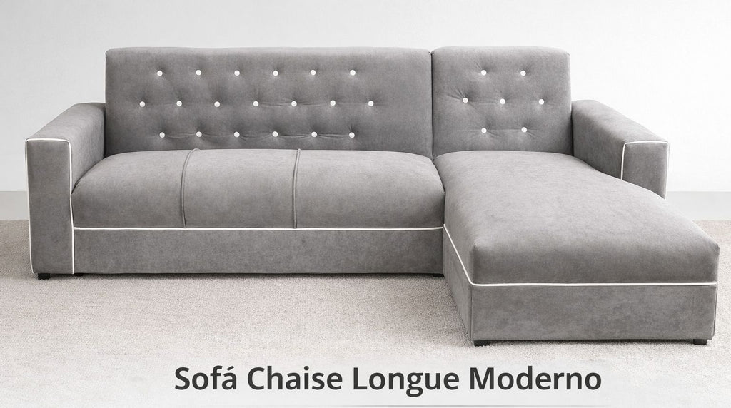 sofa chaise con tela Pauli